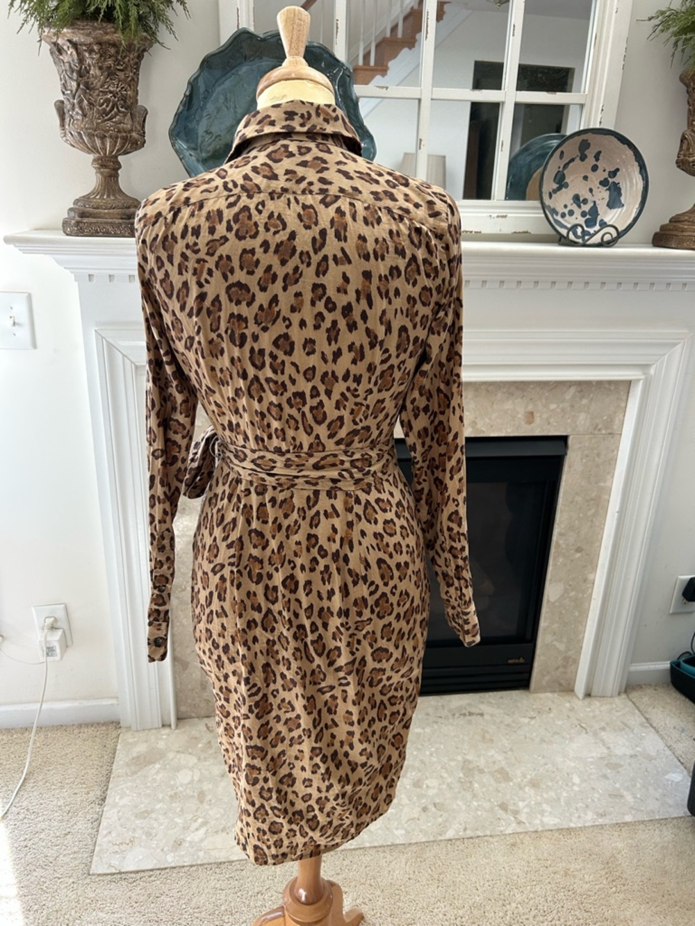 Ralph Lauren Leopard-Print Midi Shirt Dress - Brown/Tan - Picture 9 of 13